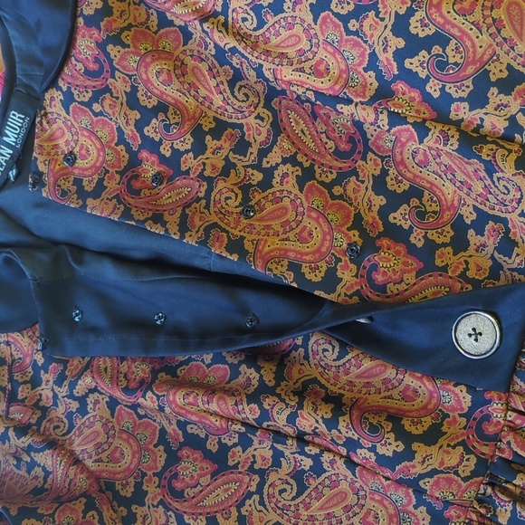 Jean Muir London Silk Dress Black & Paisley Print Size XS *Flaw* - Picture 13 of 17
